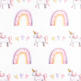 Snoozy fabrics Tricot digital printed Rainbow & unicorn