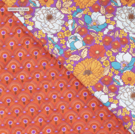Cotton Poplin Digital Quilt paars/oranje
