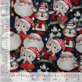 French Terry Santa Animals