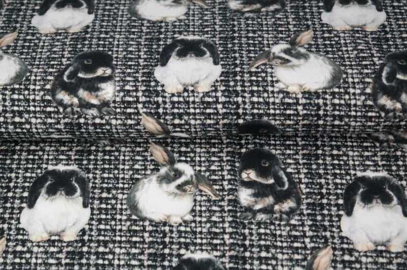 Stenzo tricot Dwerg konijntjes zwart/wit