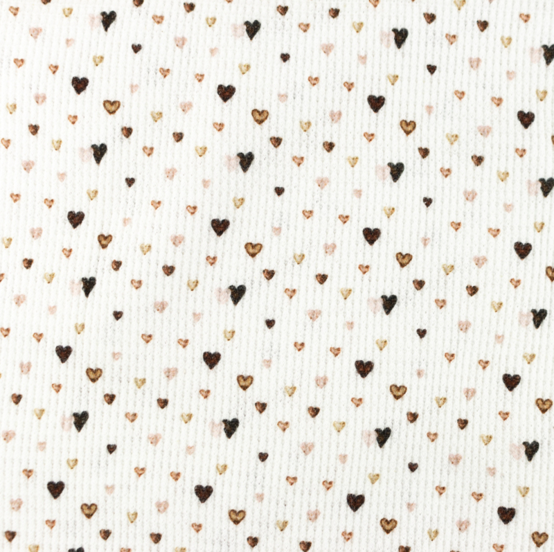 Snoozy fabrics Baby waffle Hearts brown/softpink