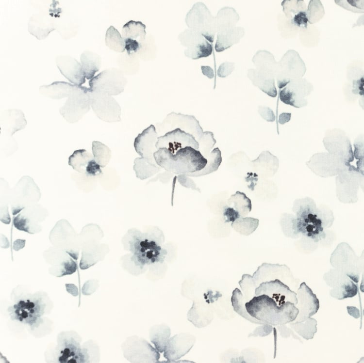 Snoozy fabrics Tricot Flowers greyblue