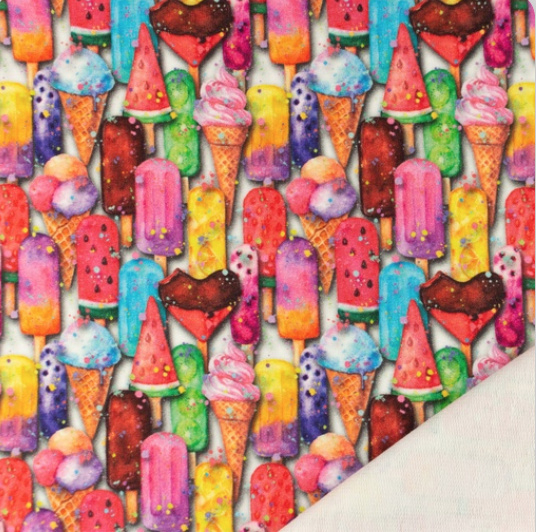 Snoozy fabrics French terry Printed small icecreams