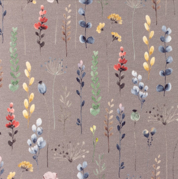 Snoozy fabrics Tricot Wild flowers Pebble Design D