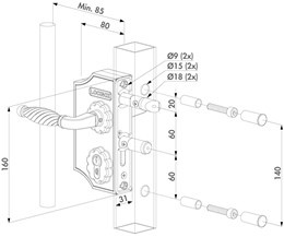 SIERPOORTSLOT  ZWART 9005 voor 50 tm 60 mm koker- V PROFIEL