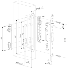 RVS INSTEEKSLOT H-METAL-WB doorn 35 mm