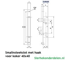 Insteekslot met haak voor 40x40  doorn 25 mm