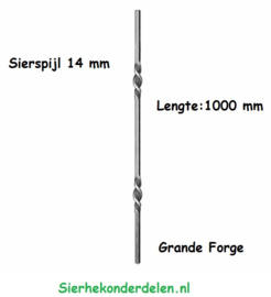 SIERSPIJL 14 x 14 MM - 1000 mm Lang