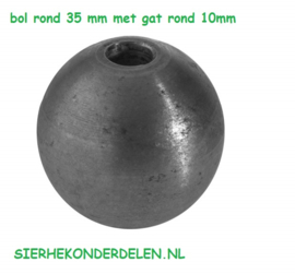 DOORBOORDE BOL rond  35 met  GAT 10 MM.