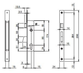 insteekslot voor  40x40x2 mm doorn 25 mm