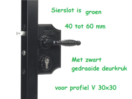 Sierpoort slot Groot LAKQH2 kleur Groen RAL 6009  voor 40-50 mm