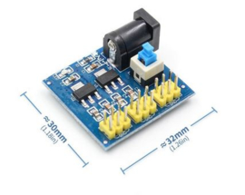 Voeding 6-12VDC in 3.3 + 5VDC uit