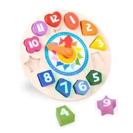 Classic World Houten Leerklok met Vormen Tic-Tac, 15dlg.