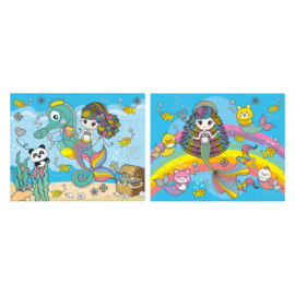 Glitterpuzzel Set Zeemeermin, 2x24st.