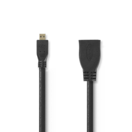 High Speed HDMI™-kabel met Ethernet | HDMI™-micro-connector - HDMI™ female | 0,2 m | Zwart