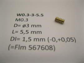 Micromotor W0.3-3-5.5 wormwiel M0.3 D=ø3 L=5.5 DI=1.5 mm