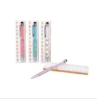 Good Feelings GLITTERSTONE BALLPOINT PEN WITH TOUCHSCREEN STYLUS, 4 ASSORTED