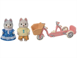 Sylvanian Familes 5637 tandem fiets set- Husky zus & broer