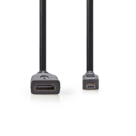 High Speed HDMI™-kabel met Ethernet | HDMI™-micro-connector - HDMI™ female | 0,2 m | Zwart