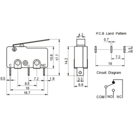 Microswitch 3 Pin N/O N/C  5A 250VAC