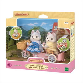 Sylvanian Familes 5637 tandem fiets set- Husky zus & broer