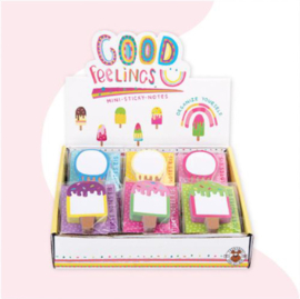Good Feelings MINI STICKY NOTES ICE CREAM MOTIF, 80 SHEETS, 6 ASSORTED