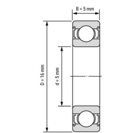 Kogellager 16mm / 5mm / 5mm