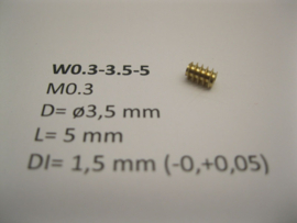 Micromotor W0.3-3.5-5 wormwiel M0.3 D=ø3.5 L=5 DI=1.5 mm