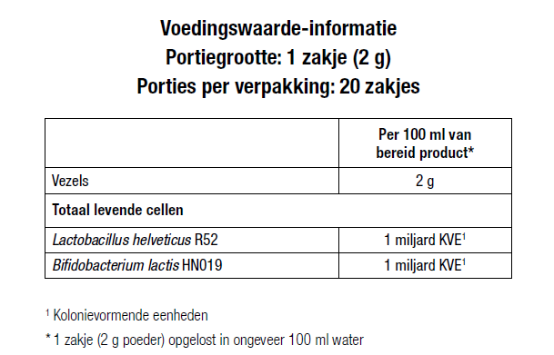 Voedingswaarde Herbalife Microbiotic Max vanille