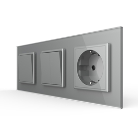 Livolo | Grey | 1+2+SR | On/Off + Socket | 1 Way | Push Switch