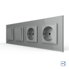 Livolo | Grey | 2+2+SR+SR | On/Off + Socket | 2 Way | Push Switch