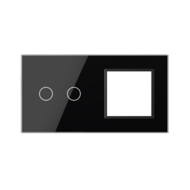 Livolo | Black | Glass Panel  | Double | 2+SR