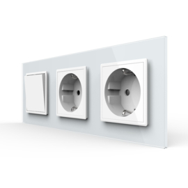 Livolo | White | 1+SR+SR | On/Off + Socket | 1 Way | Push Switch