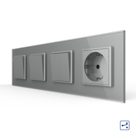 Livolo | Grey | 1+1+2+SR | On/Off + Socket | 2 Way | Push Switch