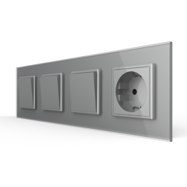 Livolo | Grey | 1+1+1+SR | On/Off + Socket | 1 Way | Push Switch