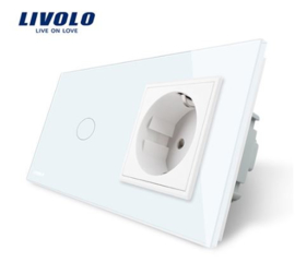 Livolo | White | 1Gang 1Way | Wall Touch Switch and EU socket
