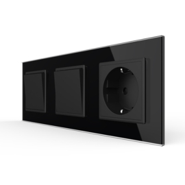 Livolo | Black | 1+1+SR | On/Off + Socket | 1 Way | Push Switch