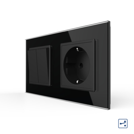 Livolo | Black | 2+SR | On/Off + Socket | 2 Way | Push Switch