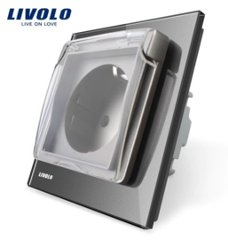 Wall Bathroom Socket | Grey | Livolo | Waterproof cover