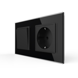 Livolo | Black | 1+SR | On/Off + Socket | 1 Way | Push Switch