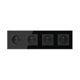 Livolo | Black | French | Wall power socket | Four