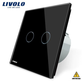 Livolo | Black | 2Gang 1Way | Low Voltage | 12-24V DC