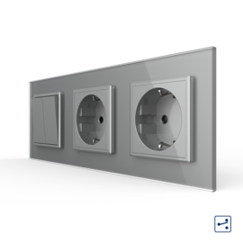 Livolo | Grey | 2+SR+SR | On/Off + Socket | 2 Way | Push Switch