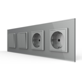 Livolo | Grey | 1+2+SR+SR | On/Off + Socket | 1 Way | Push Switch