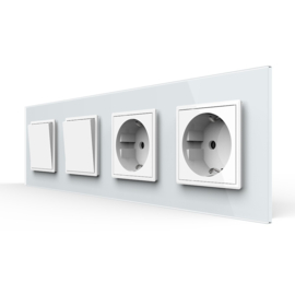 Livolo | White | 1+1+SR+SR | On/Off + Socket | 1 Way | Push Switch