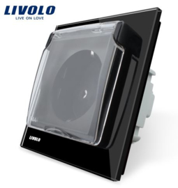 Wall Bathroom Socket | Black | Livolo | Waterproof cover