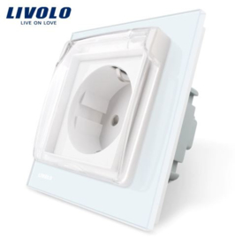 Livolo | White | Wall Power Socket | Waterproof cover
