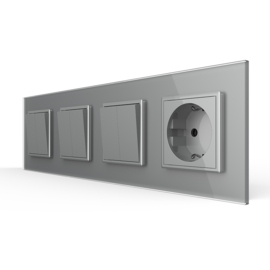 Livolo | Grey | 2+2+2+SR | On/Off + Socket | 1 Way | Push Switch