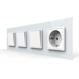 Livolo | White | 1+1+1+SR | On/Off + Socket | 1 Way | Push Switch