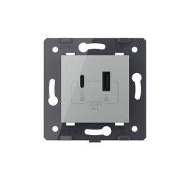 Livolo | Module | Frame |  USB + USB-C / Charger | Grey